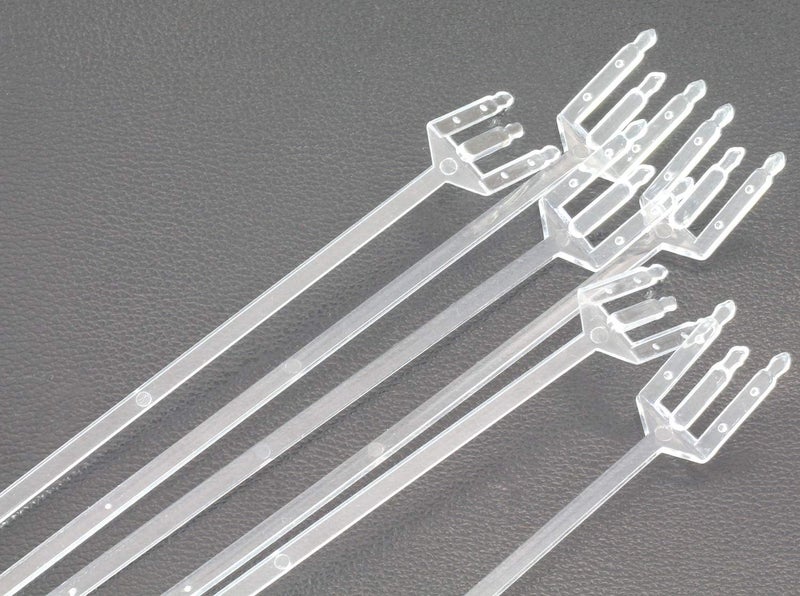 Ruiling 100pcs Plastic Floral Picks Transparent Fork Shape Head Card Holders of Gift Cards, Place Cards, Photos, Food Labels for Weddings, Birthday Parties, Events, Decorations 31cm/12inch - Image 1